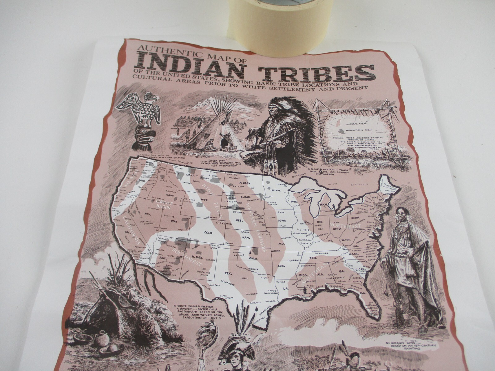 1976 Authentic Indian Tribes Map AUTHENTIC MAP OF INDIAN