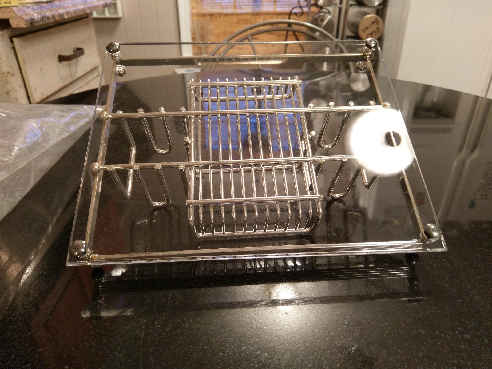 Gorgeous Silverplate and Acrylic Condiment Center Piece Tray