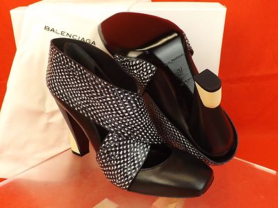 Pre-owned Balenciaga Black Wrap Snake Print Leather Sculpture Heels Pumps 39 292683