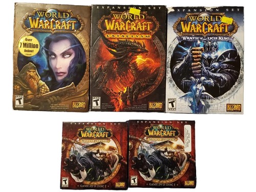 Blizzard World of Warcraft Expansion Set Bundle Lot of 5 PC Big Box Games Comp.