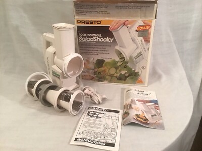 PRESTO Professional Salad Shooter 02970 Electric Slicer Shredder 4 Cone Complete
