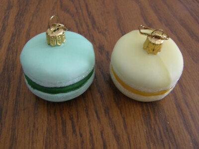 Sur La Table Green & Yellow Macaron Cookie Christmas Ornaments,Lemon & Lime?-New