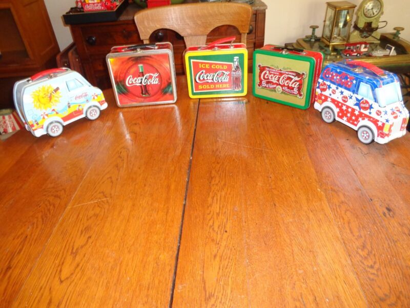 Coca-Cola Tin Lunchbox / Pail - Lot of 5