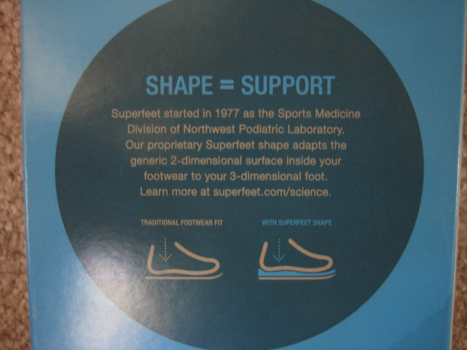 NEW! 1 PAIR  Superfeet BLUE Full Length Insole Mens 9.5-11 * Womens 10.5-12 E