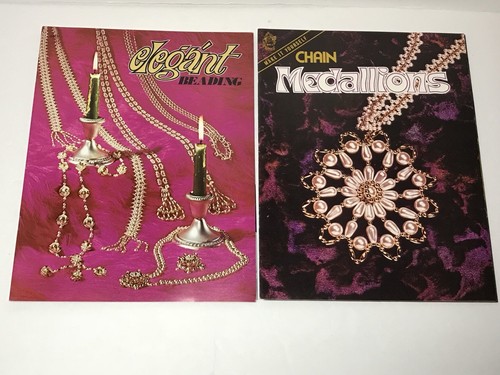 Vintage Beaded Jewelry Craft Book Lot Bejeweled Chains Medallions Beading