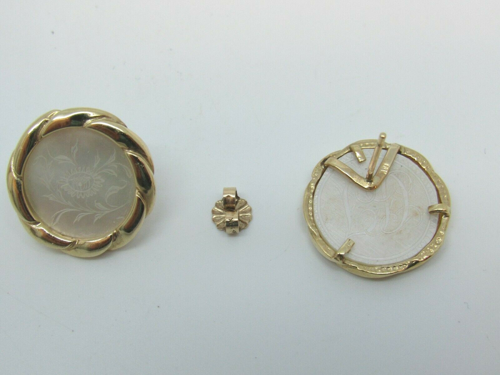 Diamond Mother Pearl Earring in 14K Yellow Gold.