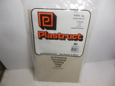 NEW Plastruct 91633 Asphalt Shingle Roof Patterned Sheets G Scale 1:24 12'' x 7''
