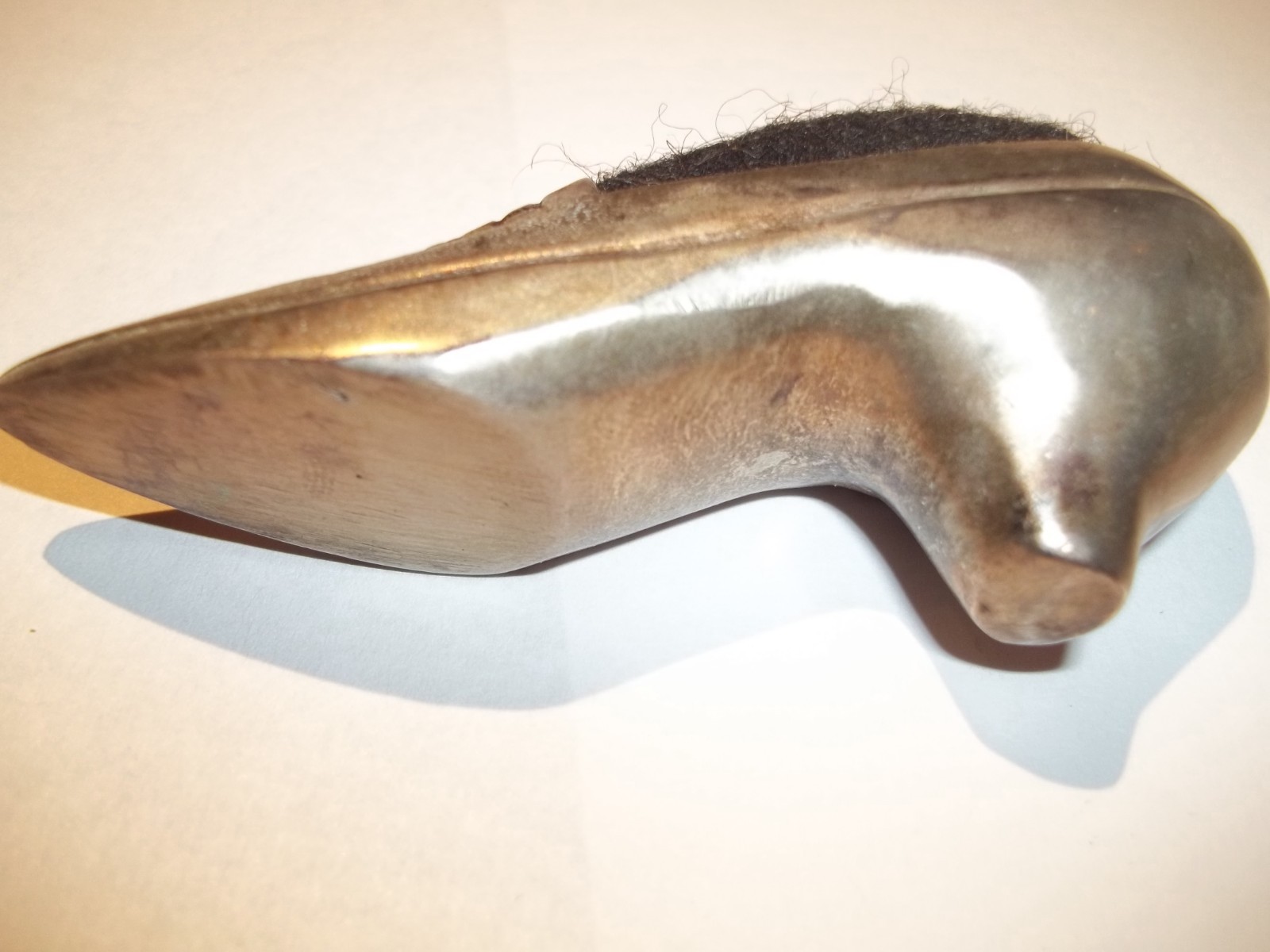 Vintage  SHOE Sewing Pin Cushion Metal Ladies Original Black Cushion