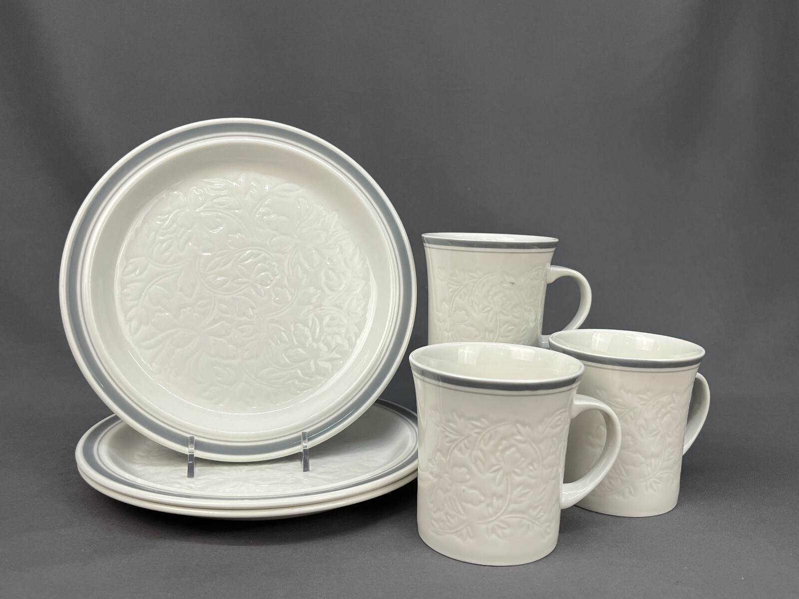 6 Pc. ROYAL DOULTON Tracery Smoke 3 Salad Plates 8 5/8