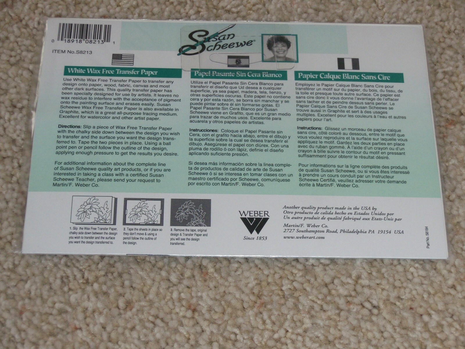 2 pkgs Susan Scheewe white Wax-Free Transfer Paper 12 sheets 8.5