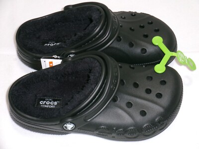 J899 CROCS Baya Lined Black Clogs Shoes Womens Size US 6