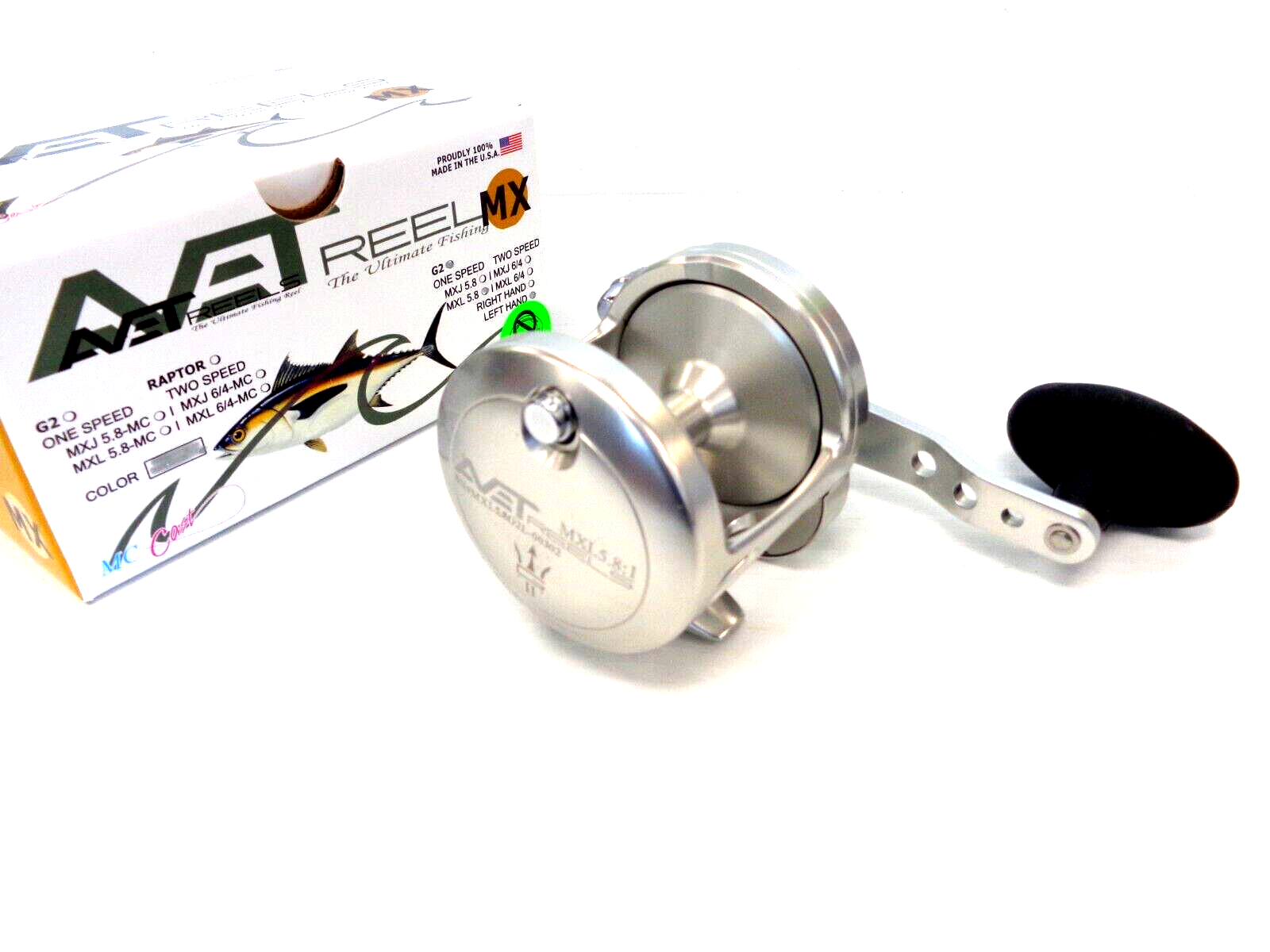 Avet MXL5.8 G2 NGP Single Speed Lever Drag Reel - LEFT HANDED - SILVER