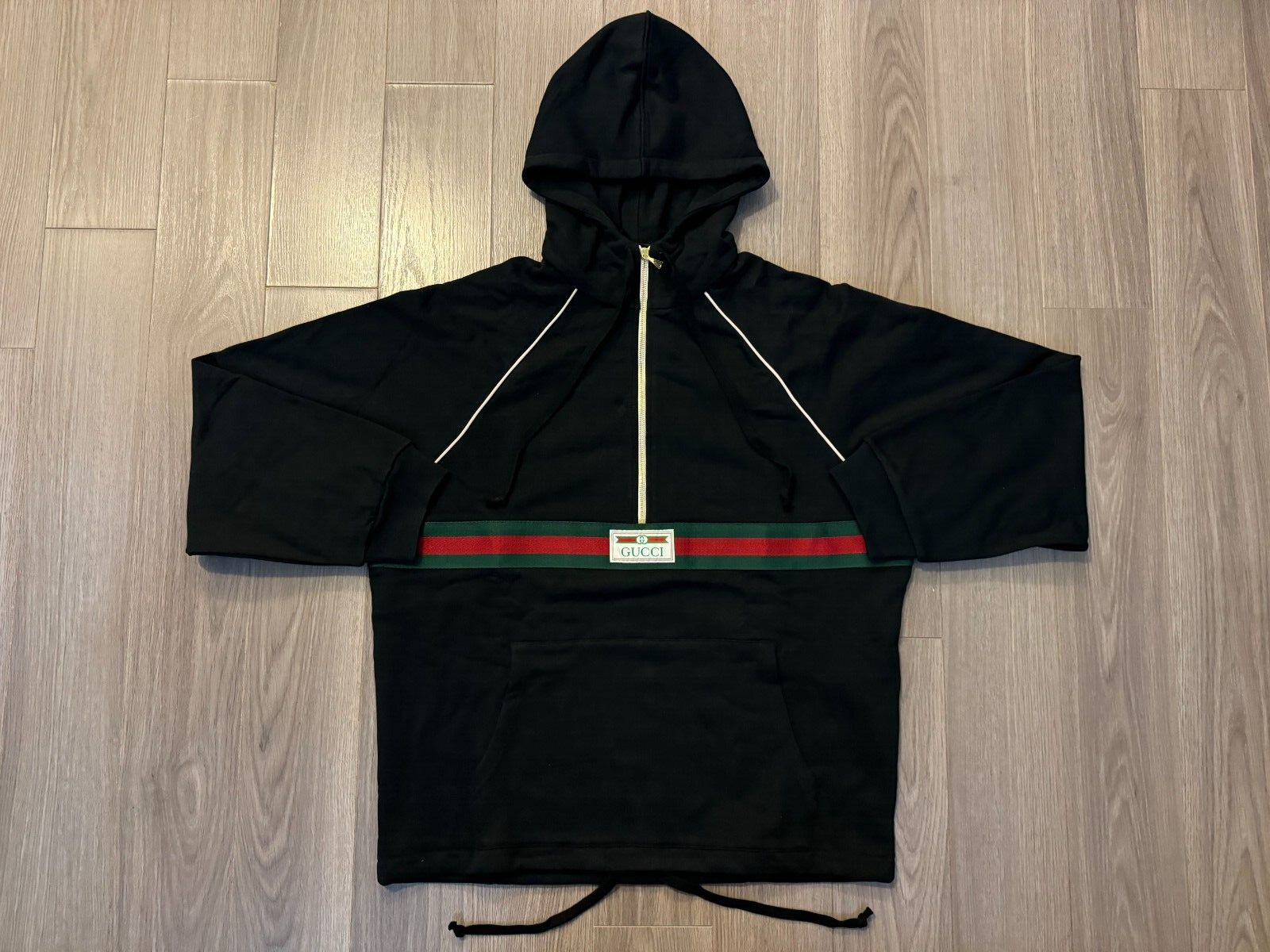 Gucci Cotton Jersey Sweatshirt with Web hoodie black sz M | eBay