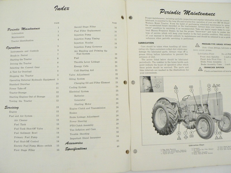 VTG Massey Ferguson MF 88 Tractor Owners Manual Maintenance Trouble Shoot 1960