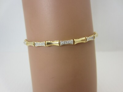 14k Gold Plated 4Ct Lab Created Diamond Bracelet Bamboo Style Gift For Women's