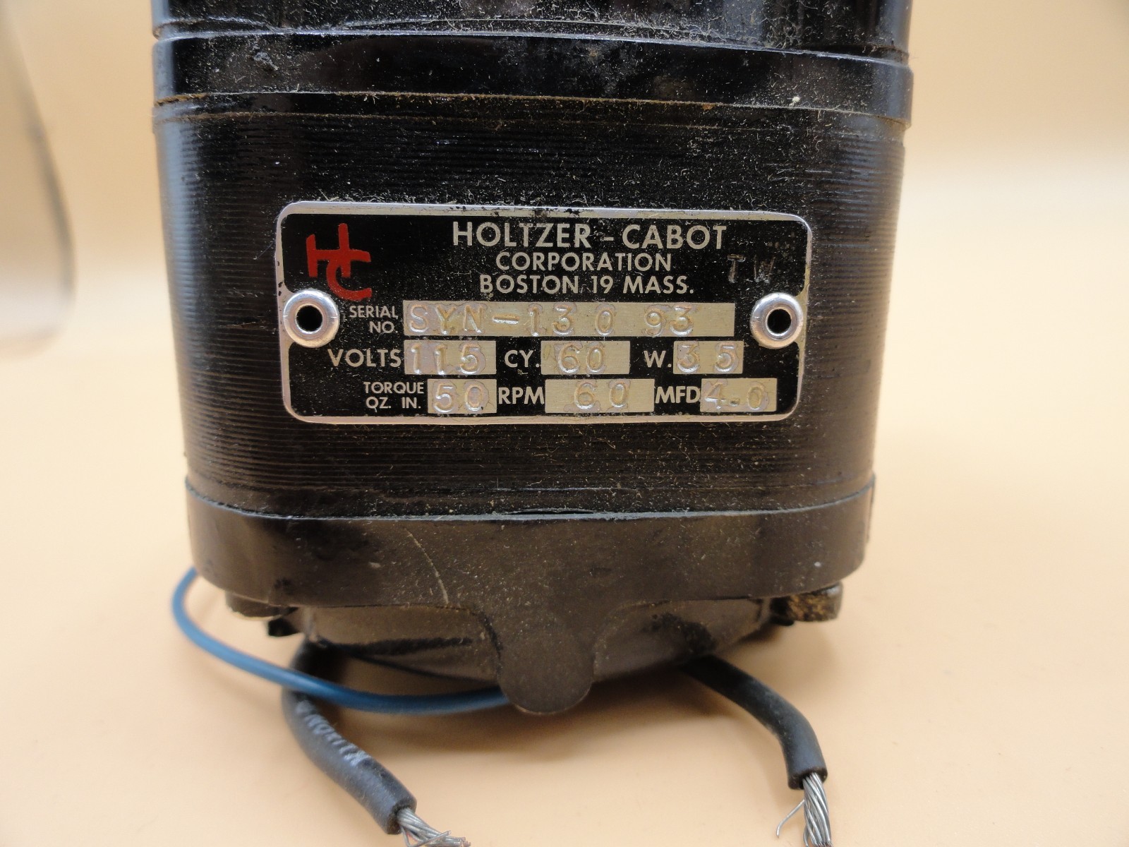 Holtzer-Cabot Early Electric AC Motor 115 VAC, 60 RPM