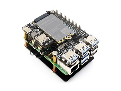 Waveshare PCIe to M.2 4G/5G And USB 3.2 HAT for Raspberry Pi 5 Compatible SIMCom