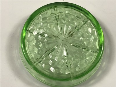 Antique Green Depression Vaseline Glass ashtray dish bowl