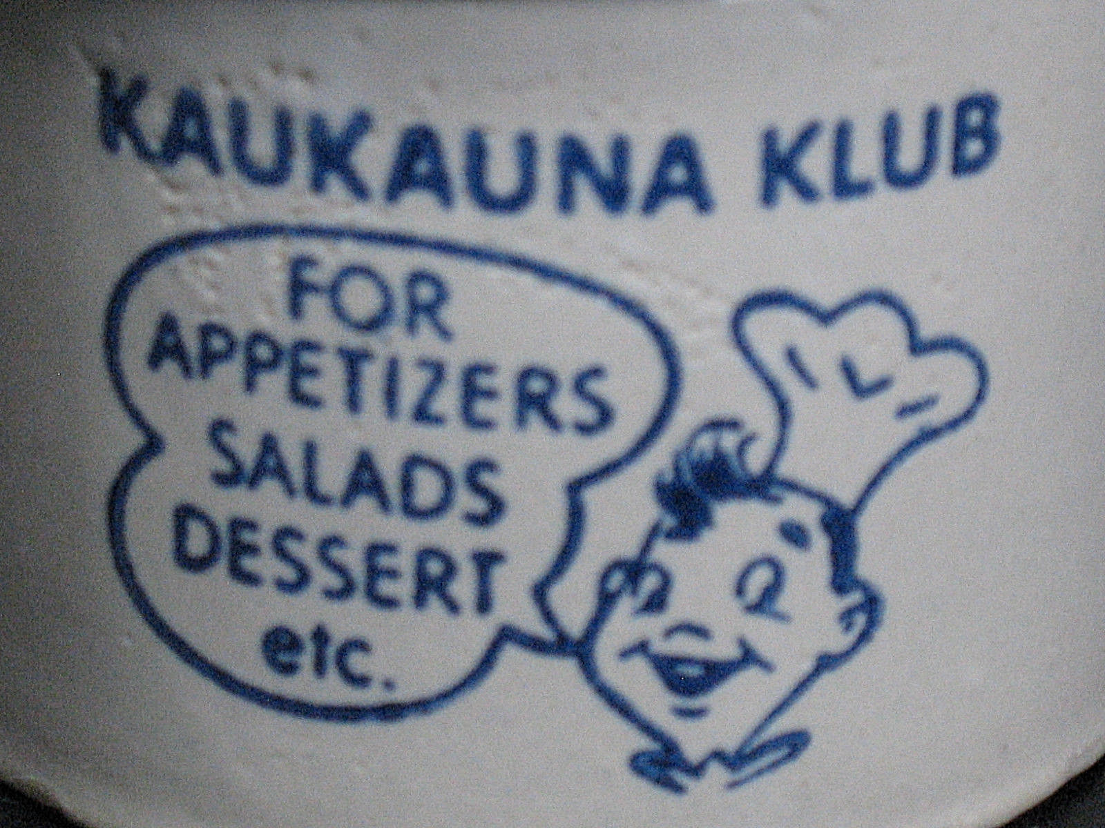 Vintage Kaukauna Klub Crock Jar Chef Wire Bail Top Advertising Pottery Jam Pot