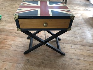 Rustic Union Jack 47 British Flag Suitcase Bedside Table With