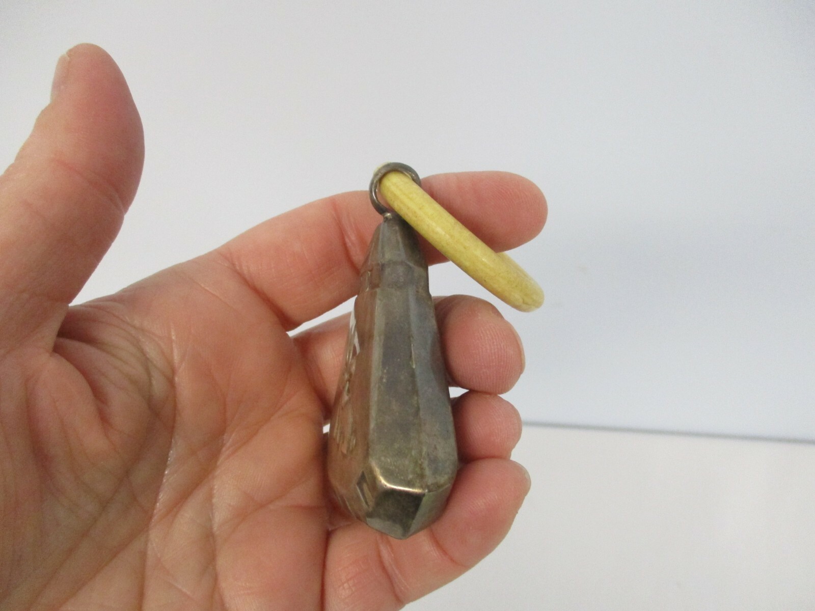 ANTIQUE DENMARK STERLING SILVER BABY RATTLE TEETHER w BUNNY RABBIT 3 1/2