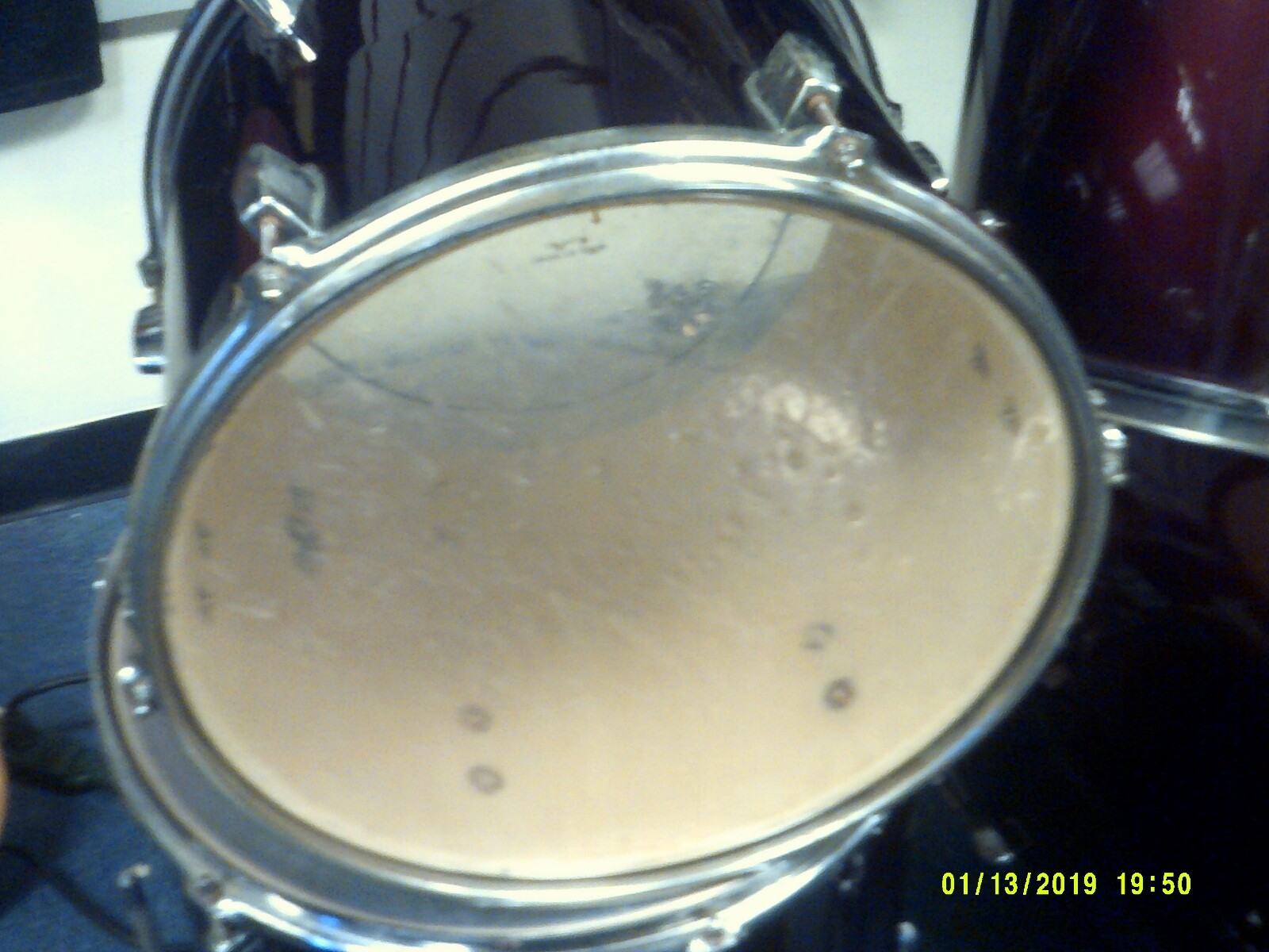 rock wood 13 dia by 11 deep  Tom drum  maroon