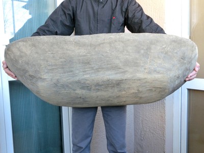 36'' primitive 18thC Massive One Peace Wood Hand hewn Antique Bowl Tray Trencher 