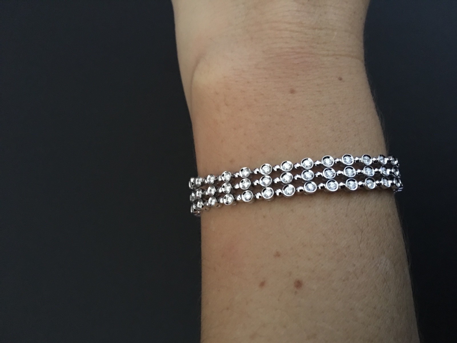 Triple Strand Diamond Tennis Bracelet 14kt White Gold Natural 1.95cts VS-2