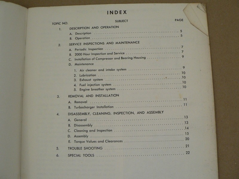 Allis Chalmers Field Service Info Thompson Turbochargers Model 7000 Engines VTG