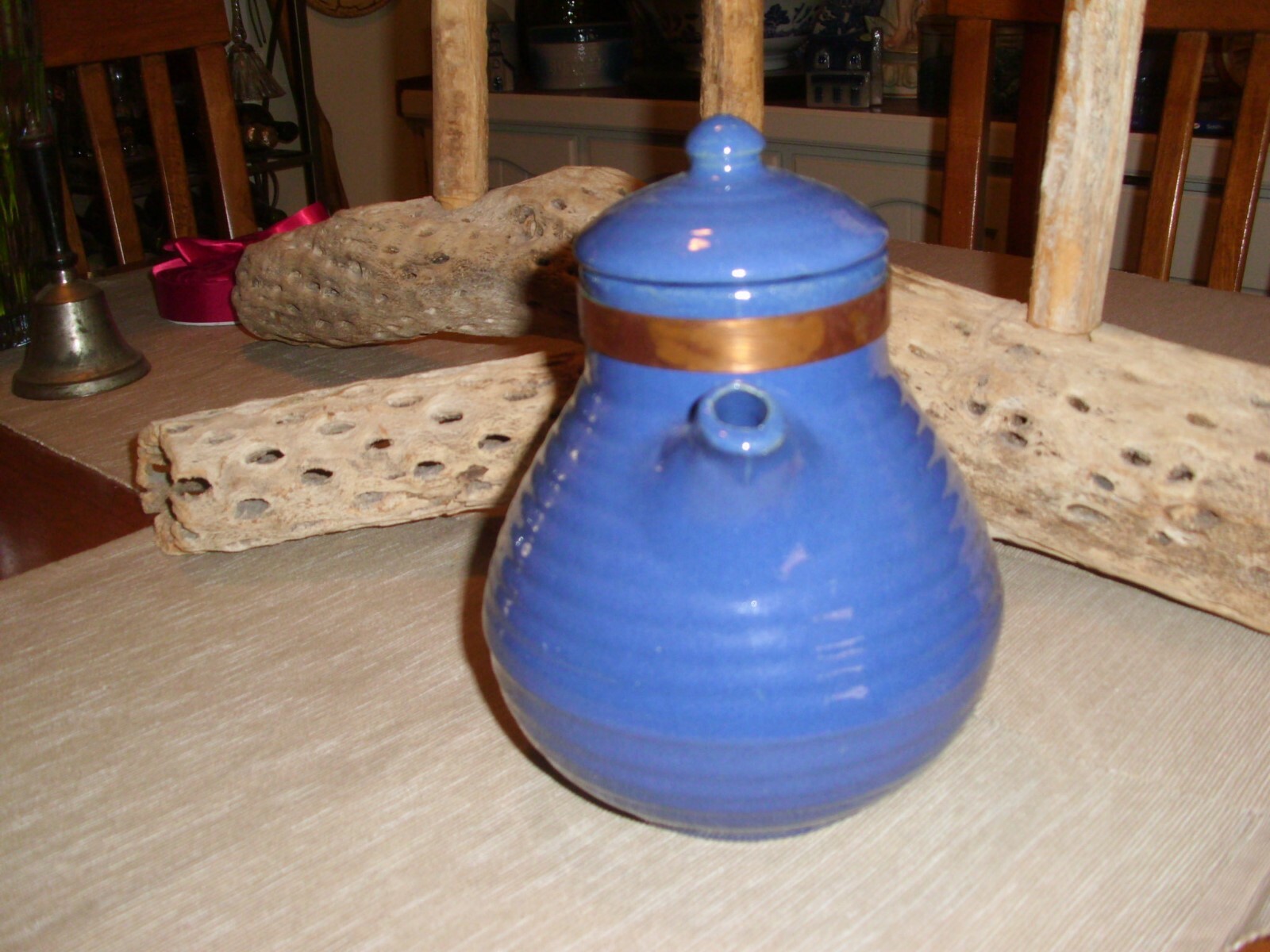 Vintage Bauer Pottery Ringware Royal Blue Snubnose Coffeepot