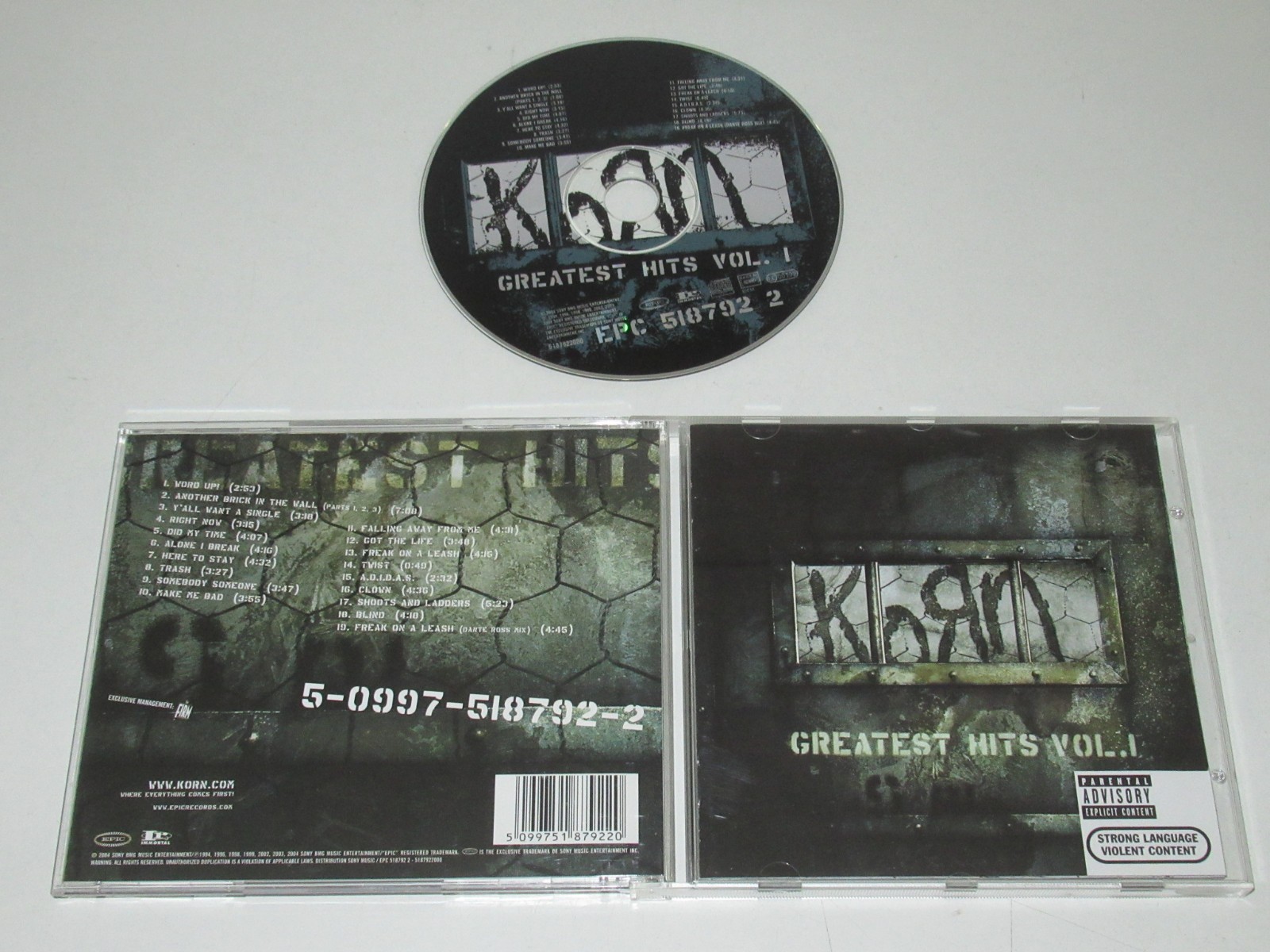KORN/GREATEST HITS VOL.1(EPIC/IMMORTAL 518792-2) CD ALBUM | eBay