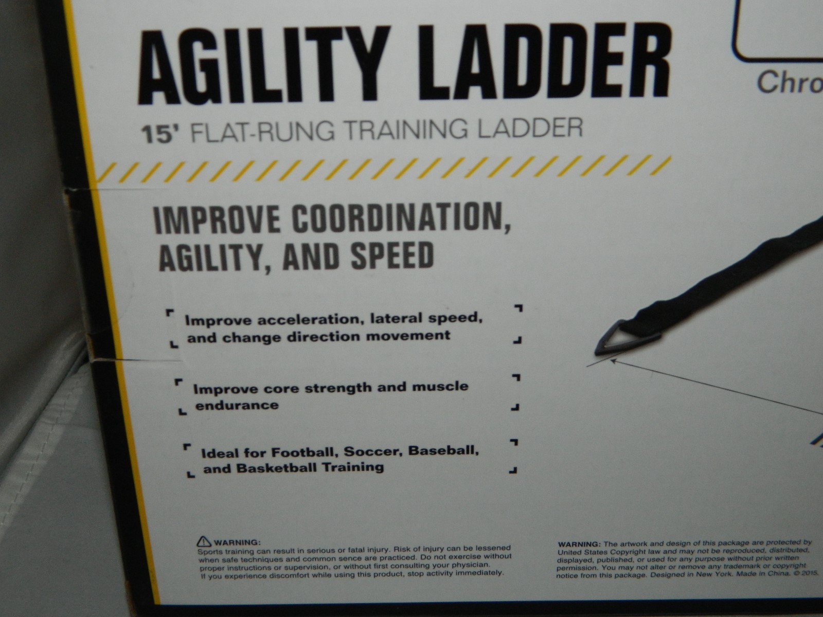 TKO Flat-Rung Agility/Speed Training Ladder with Carry Bag, 15'