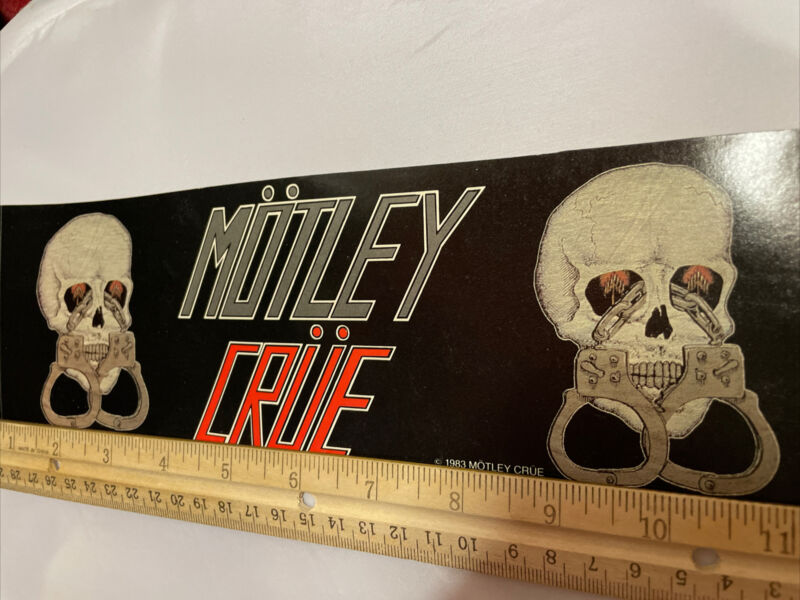 Original 1983 Motley Crue 11 inch Sticker Skulls Handcuffs
