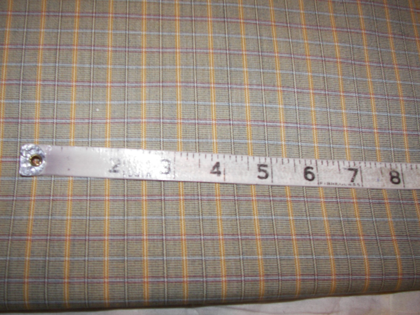 Vintage Cotton Blend Plaid Fabric - 3 yards + 7