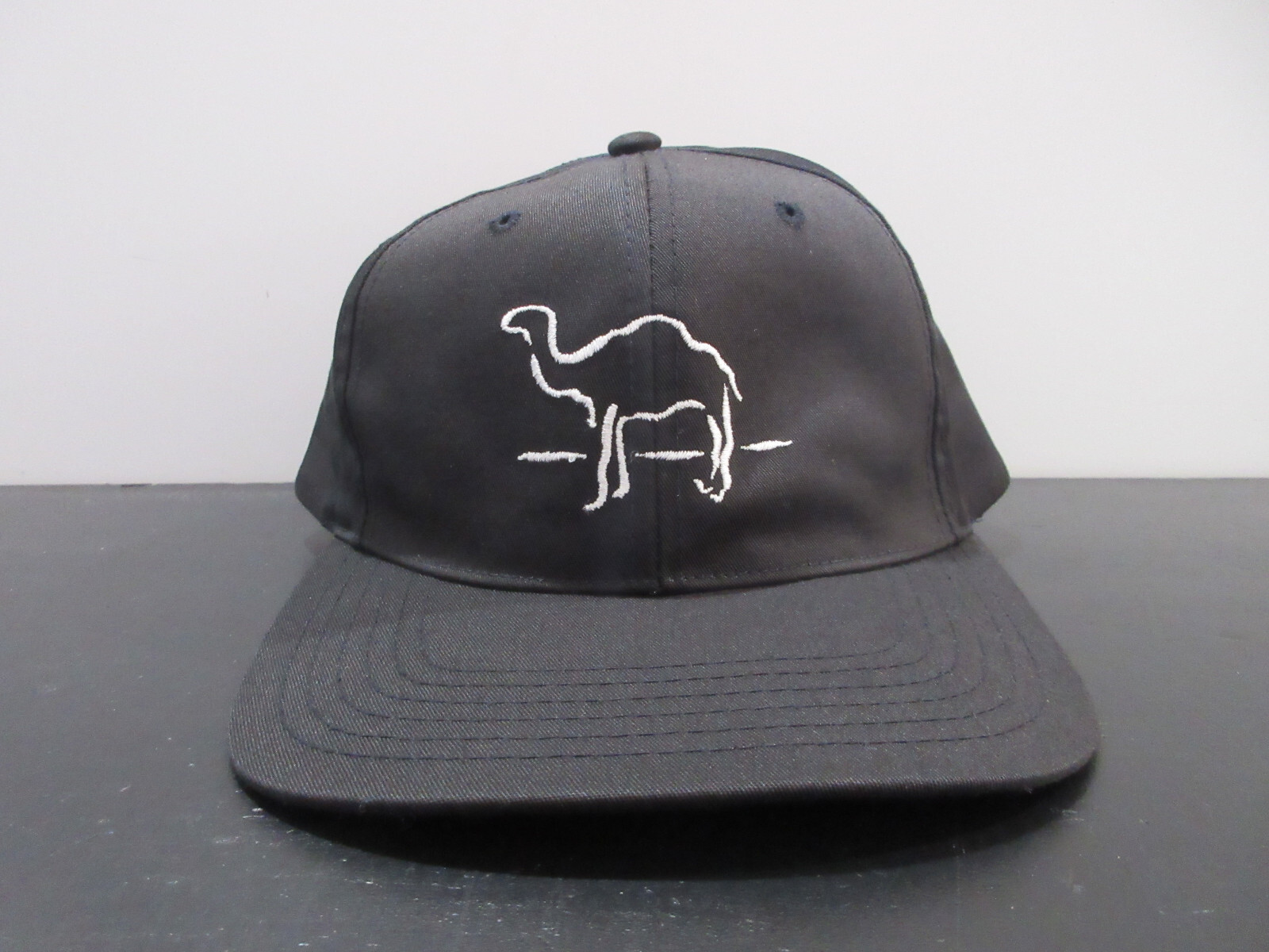 VINTAGE Camel Hat Cap Snap Back Black White Logo Cigarette