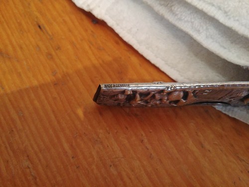 Antique VINTAGE Silver Plated marked Denmark Embossed Pattern Hair comb Case