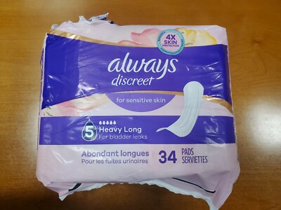 Always Discreet Sensitive Pads *5 Heavy Absorbency* Long Length DAMG 1089-E2E
