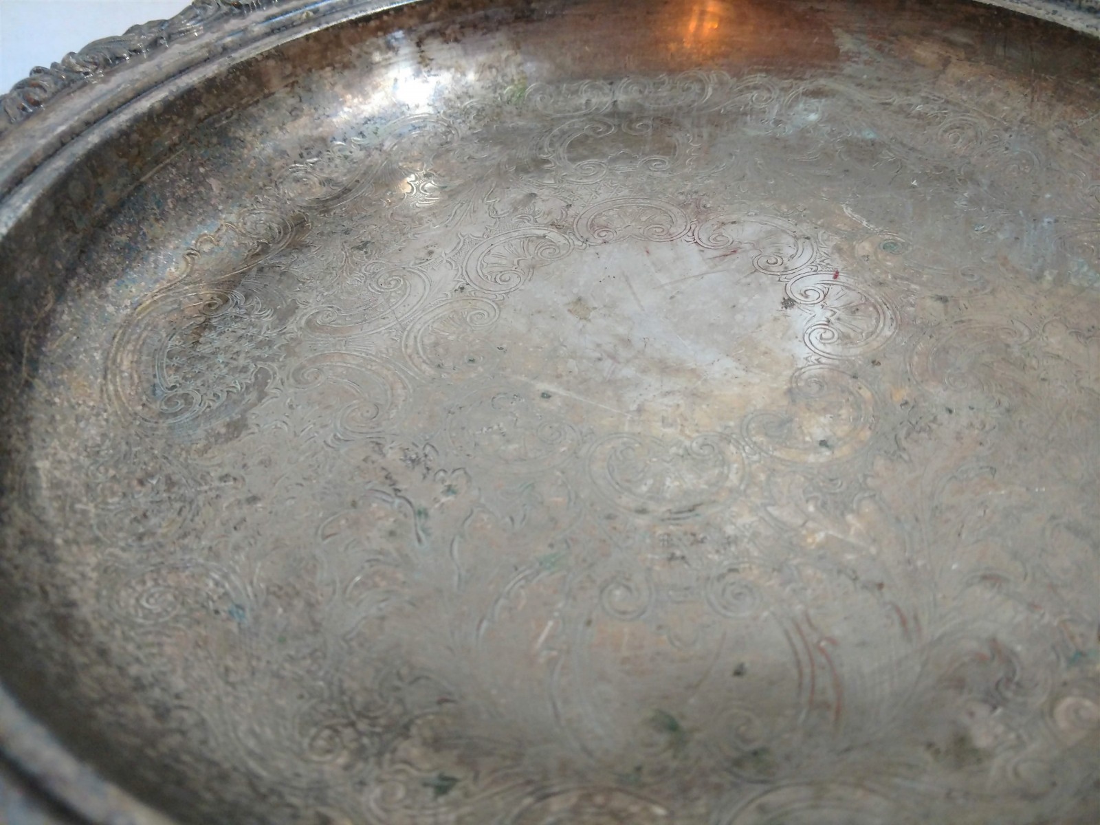 Vintage Crescent Silver Co. Footed Silverplate Serving Tray 13