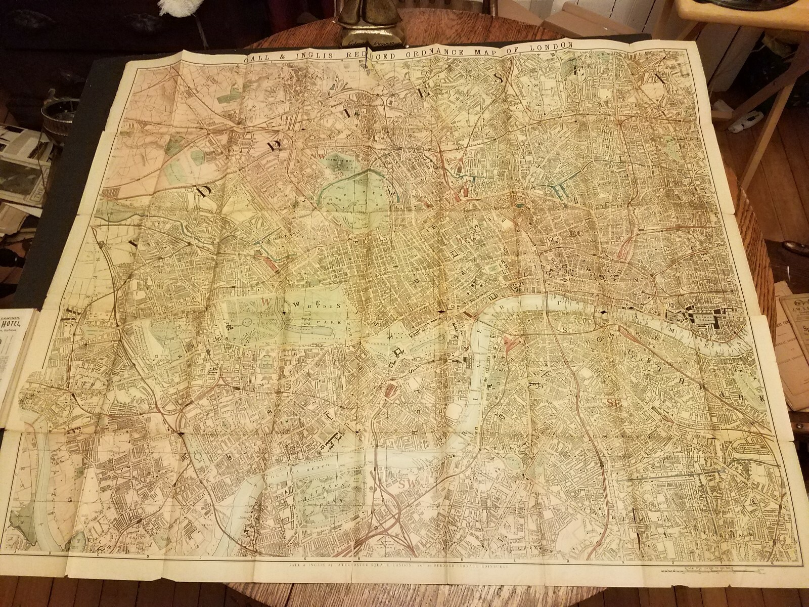 1900 Gall & Inglis Map and Guide To London - Color - HUGE 30