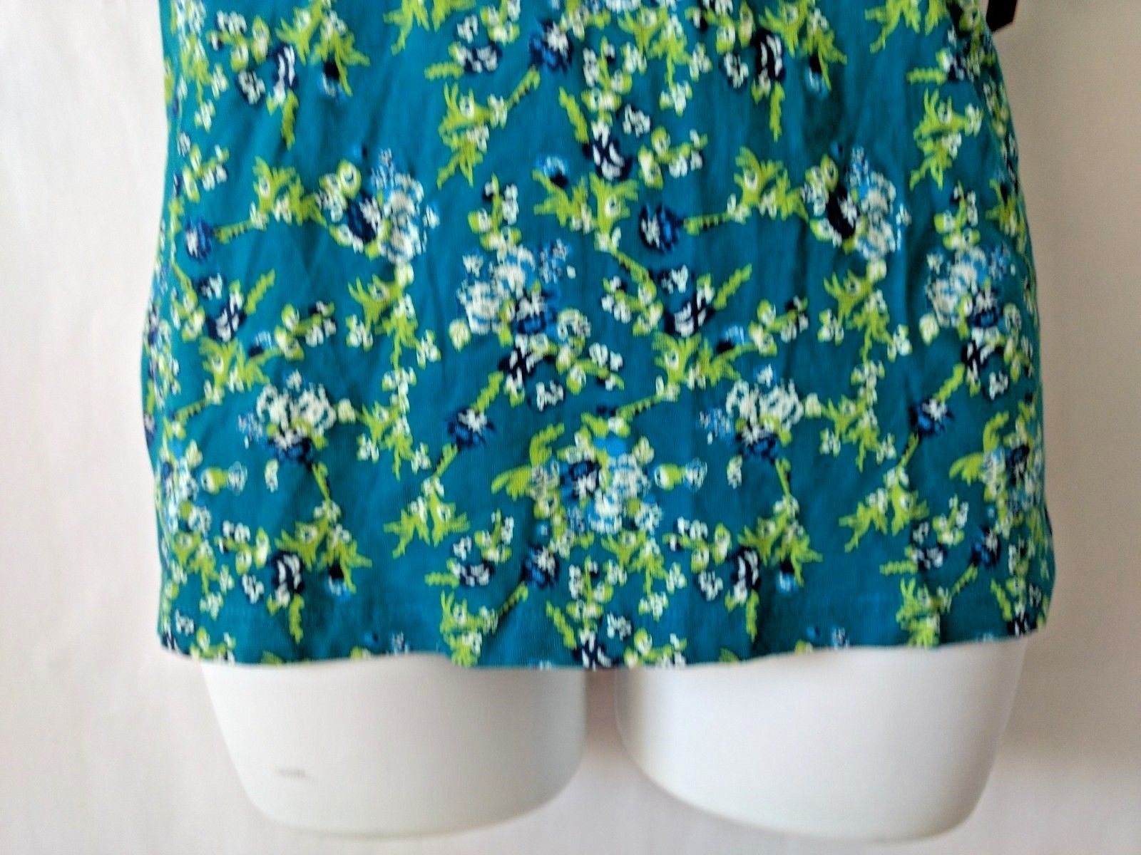 Energie women top floral print 100% teal cotton size large nwt