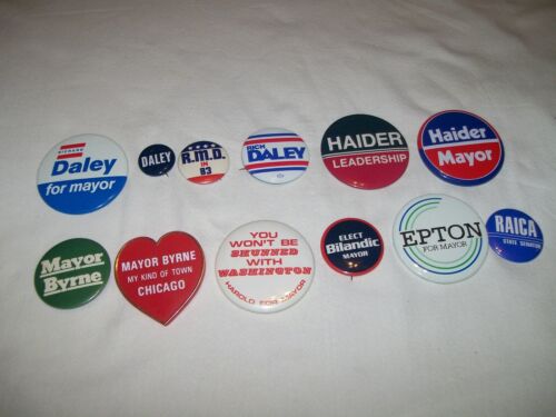 Lot of Vintage Chicago Mayor Campaign Button Pinback Pin Daley Byrne others