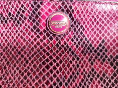 COACH Women's Python Leather Raspberry Wristlet - F50162 PREOWNED