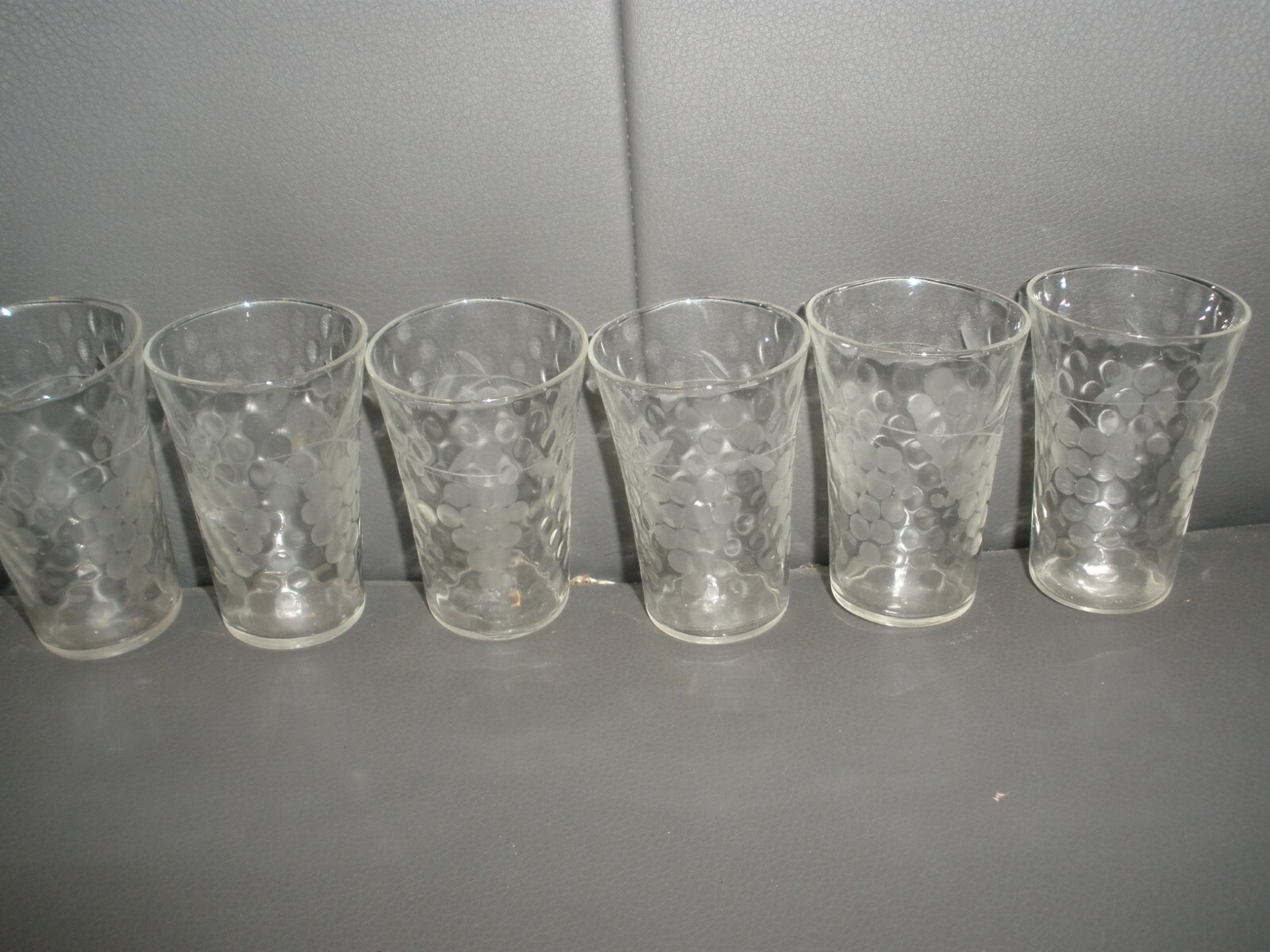 Vintage Lot of 6 Juice Glasses with Grapes Design 3