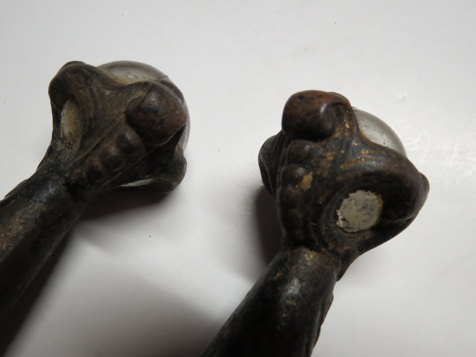 Vintage Ornate Cast Iron Glass Ball Claw Feet - Set of 2