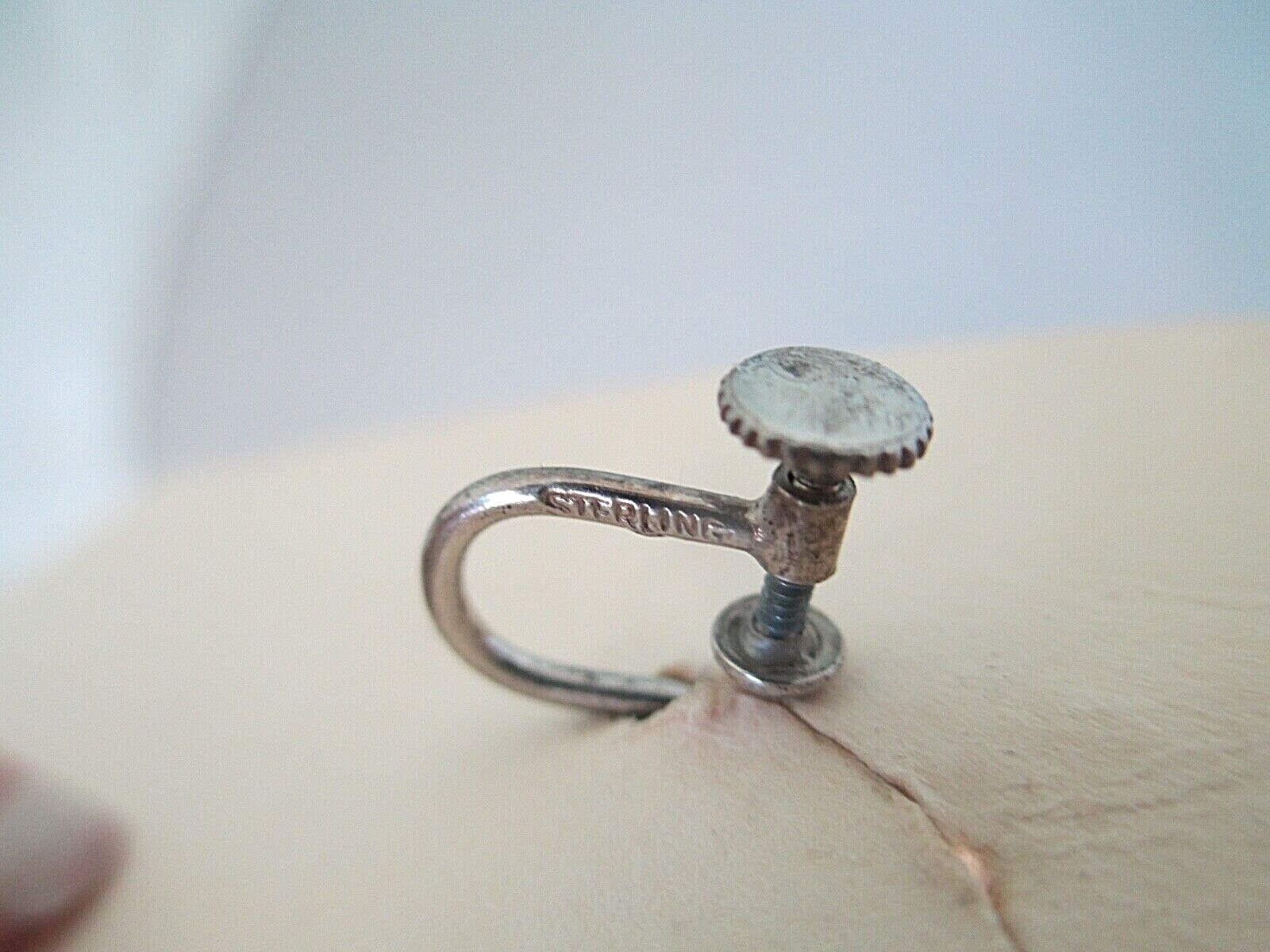 ANTIQUE ART NOUVEAU BLACK ONYX MARCASITE STERLING SILVER DROP SCREW EARRINGS