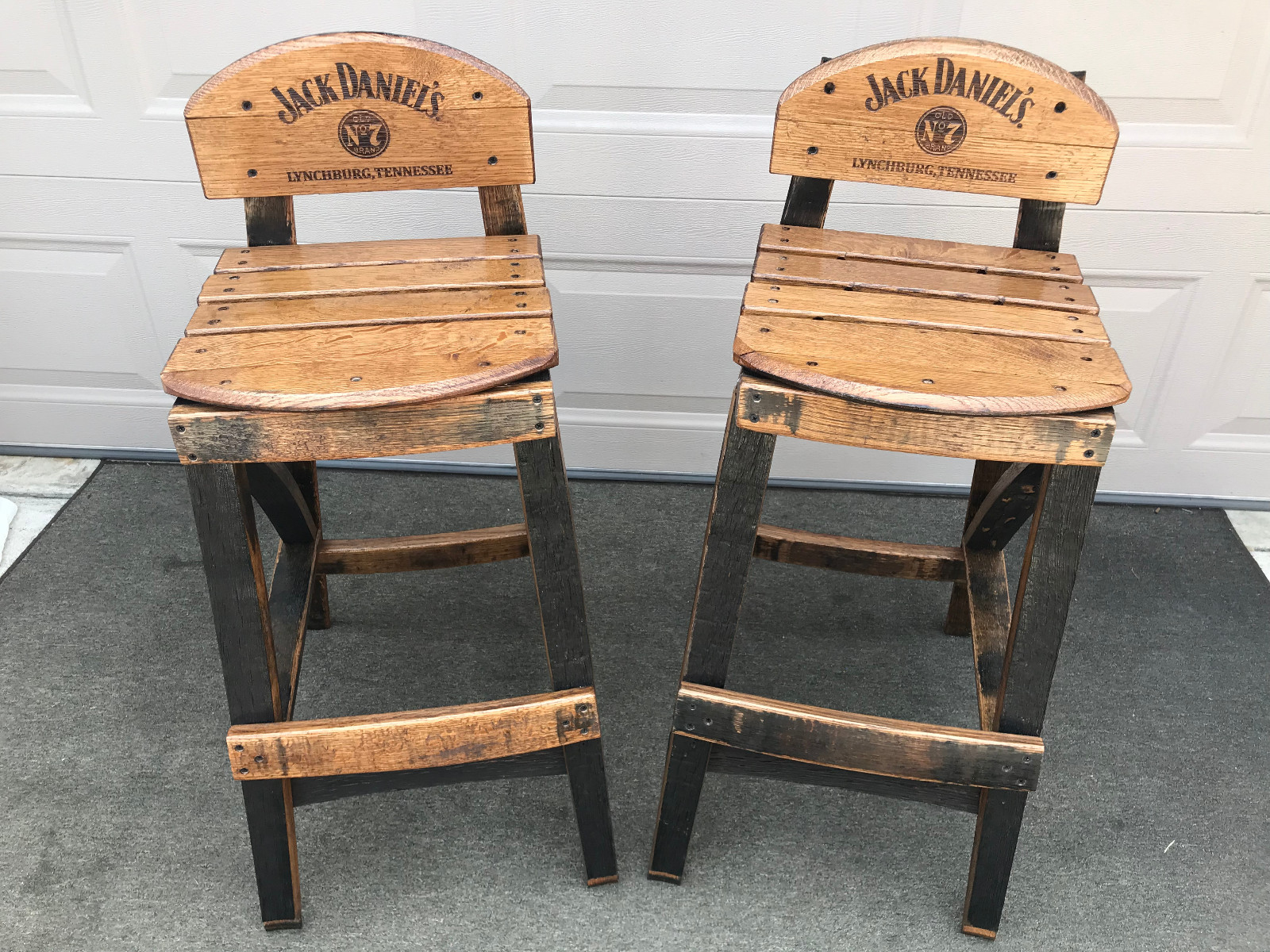 Pub Table & Low Back Bar Stools SET OAK Jack Daniels Whisky Barrel Furniture