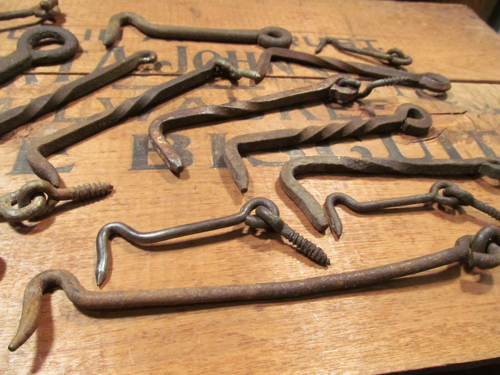 Antique Gate Latch Hook Lot ~ vtg old rustic door forged twisted hardware