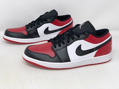 Air Jordan 1 Low 'Bred Toe Chicago' Red Black Sneaker, Size 11.5 BNIB 553558-612