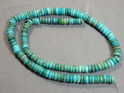 HUBEI Royal Beauty TURQUOISE 6-7mm Rondelle Beads 16'' Strand 130cts Old Stash