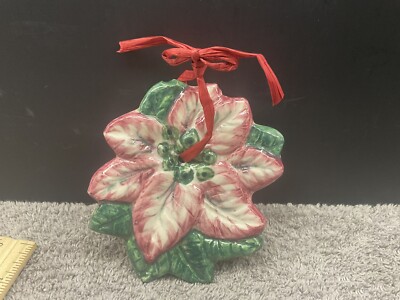Gail Pittman/vintage/ Christmas Poinsettias Ornament/ Mint